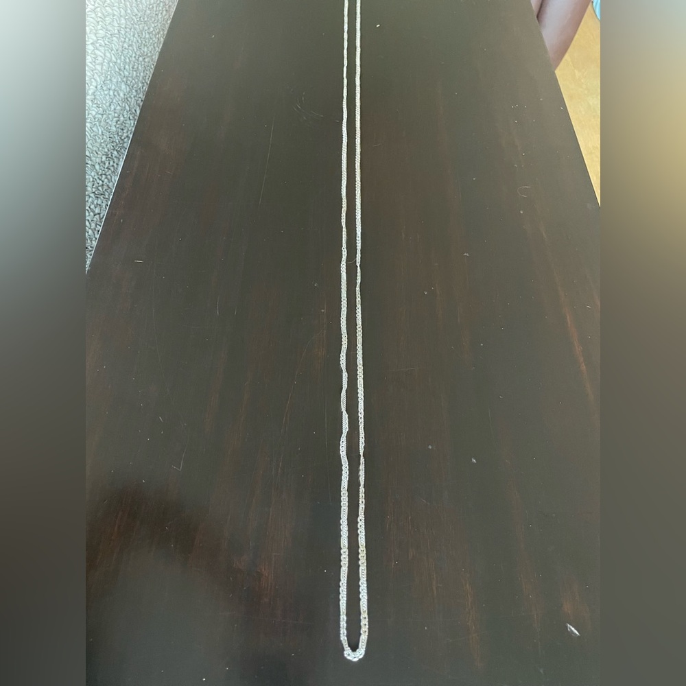 Silver Double Interlocking Chain Necklace - image 4
